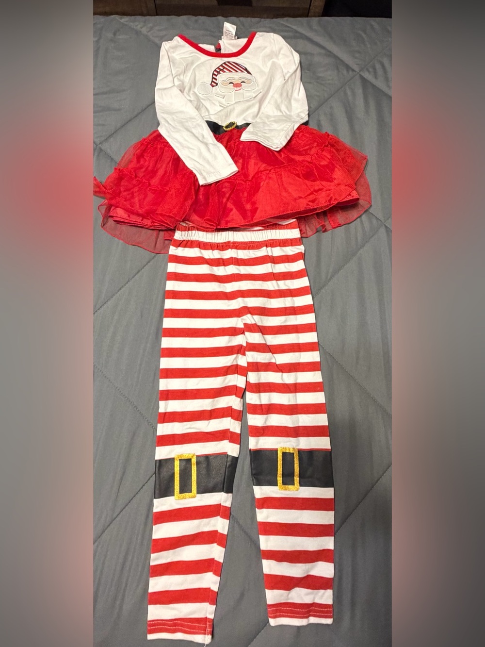 Girls Red & White Santa Stripe Tutu Costume